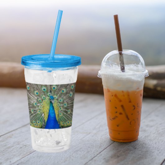 Blauer Pfauenfeder Acryltrinkbecher