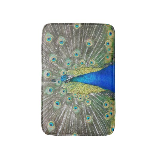 Blauer Pfauenfeder Badematte (Vorderseite Vertikal)