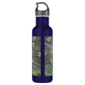 Blauer Pfauenfeder Edelstahlflasche (Rückseite)