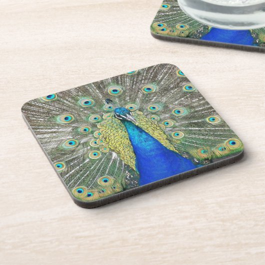 Blauer Pfauenfeder Getränkeuntersetzer (Linke Seite)