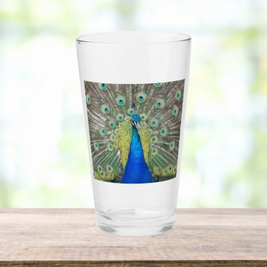 Blauer Pfauenfeder Glas