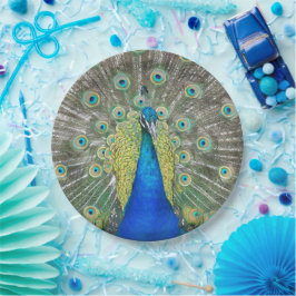 Blauer Pfauenfeder Pappteller
