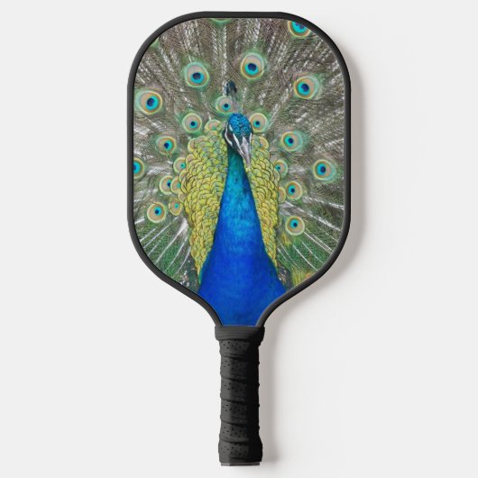Blauer Pfauenfeder Pickleball Schläger (Vorderseite)