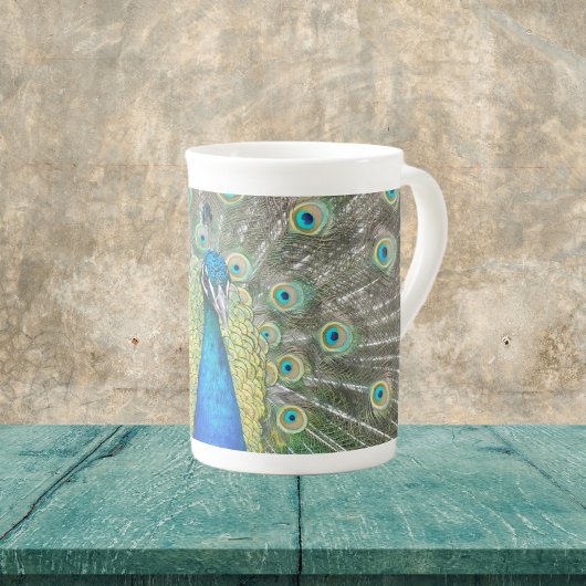Blauer Pfauenfeder Porzellantasse