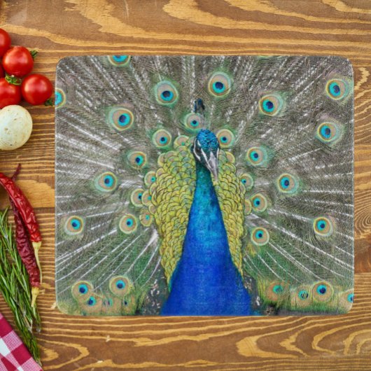 Blauer Pfauenfeder Schneidebrett