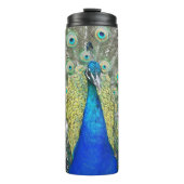 Blauer Pfauenfeder Thermosbecher (Vorderseite)