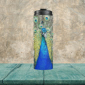 Blauer Pfauenfeder Thermosbecher