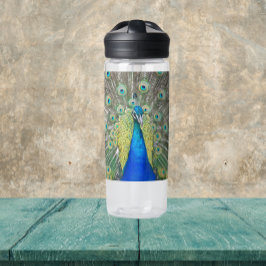 Blauer Pfauenfeder Trinkflasche