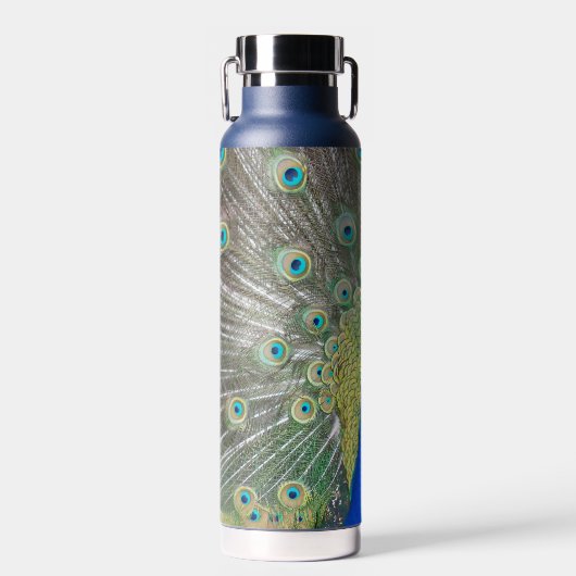 Blauer Pfauenfeder Trinkflasche (Vorne)