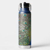 Blauer Pfauenfeder Trinkflasche (Vorderseite)
