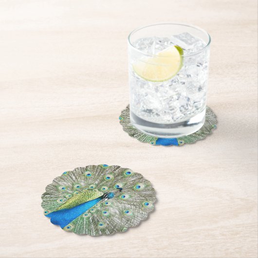 Blauer Pfauenfeder Untersetzer (Vor Ort)