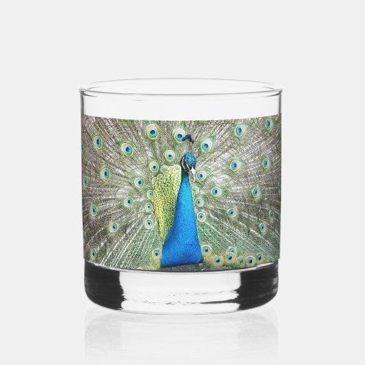 Blauer Pfauenfeder Whiskyglas (Vorderseite)