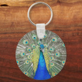 Blauer Pfauenfedermantel Plumage Foto Schlüsselanhänger (Vorderseite)