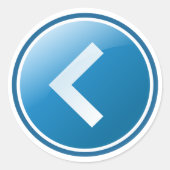 Blauer Pfeilknopf - Links Runder Aufkleber (Vorderseite)