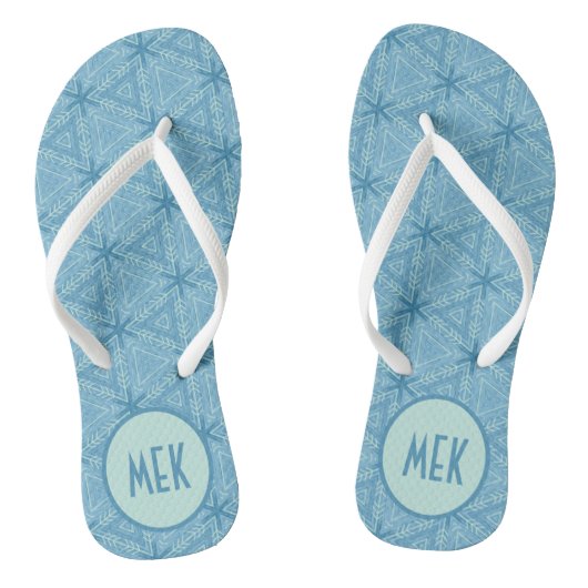 Blauer Pfeilmuster mit Monogramm Badesandalen (Fußbett)