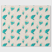 Blauer Pfirsich gegenüber Lovebird Geschenkpapier (Flach)