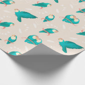 Blauer Pfirsich gegenüber Lovebird Geschenkpapier (Ecke)