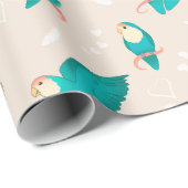 Blauer Pfirsich gegenüber Lovebird Geschenkpapier (Rolleneckpunkt)