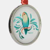 Blauer Pfirsich gegenüber Lovebird Ornament Aus Metall (Rechts)