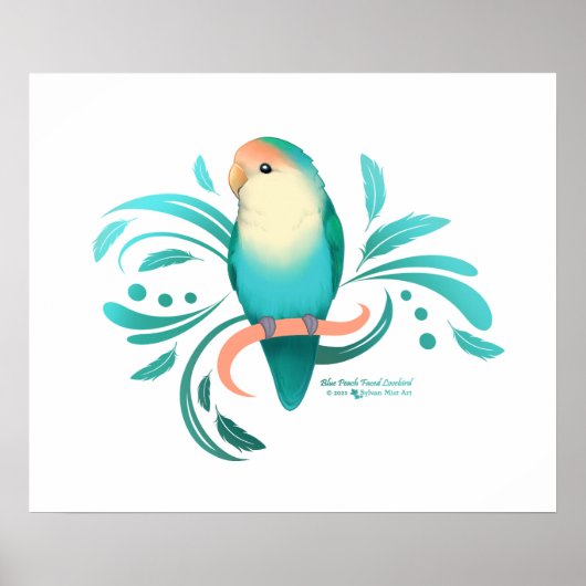 Blauer Pfirsich gegenüber Lovebird Poster (Vorne)