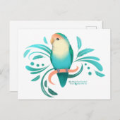 Blauer Pfirsich gegenüber Lovebird Postkarte (Vorne/Hinten)