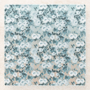 Blauer Pfirsich Weiße Blüte Glasuntersetzer