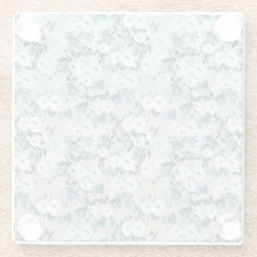 Blauer Pfirsich Weiße Blüte Glasuntersetzer (Rückseite)