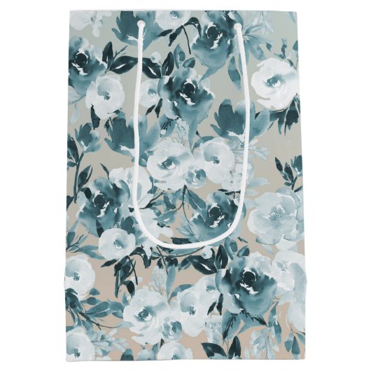 Blauer Pfirsich Weiße Blüte Mittlere Geschenktüte (Rückseite)