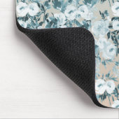 Blauer Pfirsich Weiße Blüte Mousepad (Ecke)