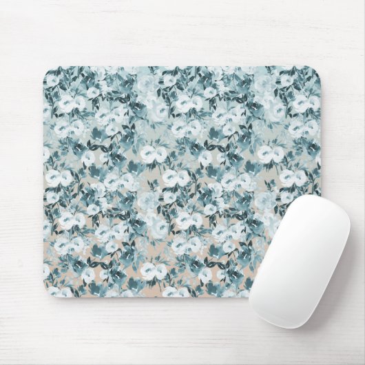 Blauer Pfirsich Weiße Blüte Mousepad (Mit Mouse)