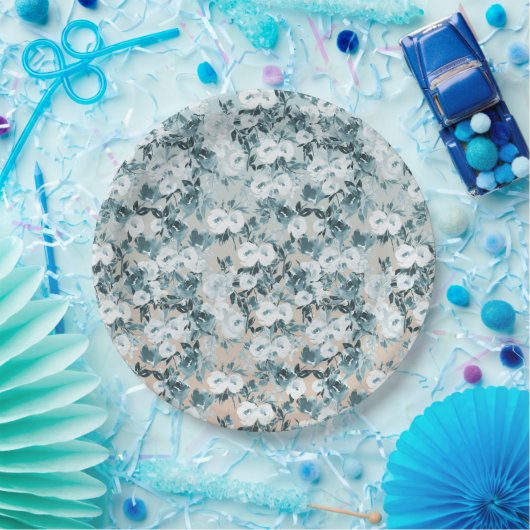 Blauer Pfirsich Weiße Blüte Pappteller (Party)