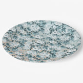 Blauer Pfirsich Weiße Blüte Pappteller (Schrägansicht)