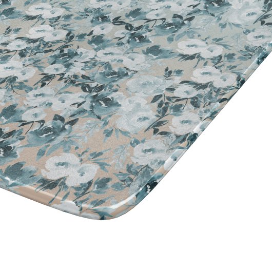 Blauer Pfirsich Weiße Blüte Schneidebrett (Ecke)