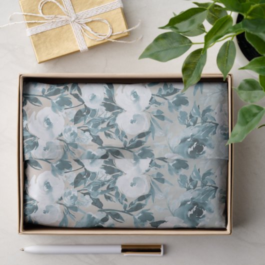 Blauer Pfirsich Weiße Blüte Seidenpapier (Geschenk)