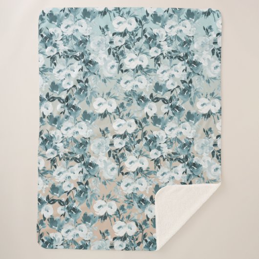 Blauer Pfirsich Weiße Blüte Sherpadecke (Vorderseite)