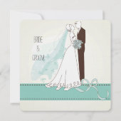 Blauer Pfirsichbär und Hochzeit am Boden Einladung (Rückseite)