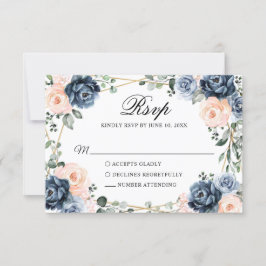 Blauer Pfirsichblutdruck Geometric Floral Wedding  RSVP Karte