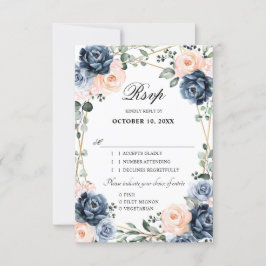 Blauer Pfirsichblutdruck Geometric Floral Wedding  RSVP Karte