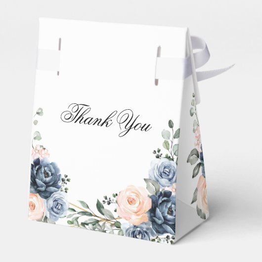 Blauer Pfirsichblüte Geometrische Bläschen Hochzei Geschenkschachtel (Rückseite)