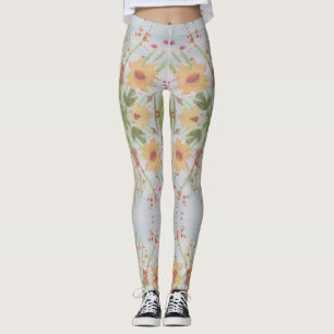 Blauer Pfirsichblütensieb Leggings