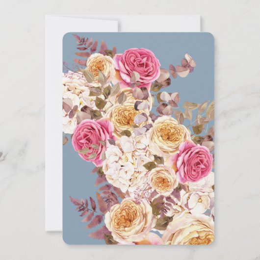 Blauer Pfirsichpfirsich Einladung zur Hochzeit (Rückseite)