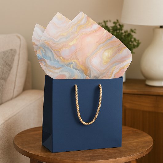 Blauer Pfirsichpnebel Rosa Marmormuster Seidenpapier