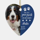 Blauer Pfosten auf unserem Herz Foto Keramik Ornament (Rechts)