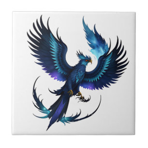 blauer Phoenix Fliese