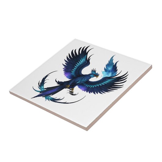 blauer Phoenix Fliese (Seite)