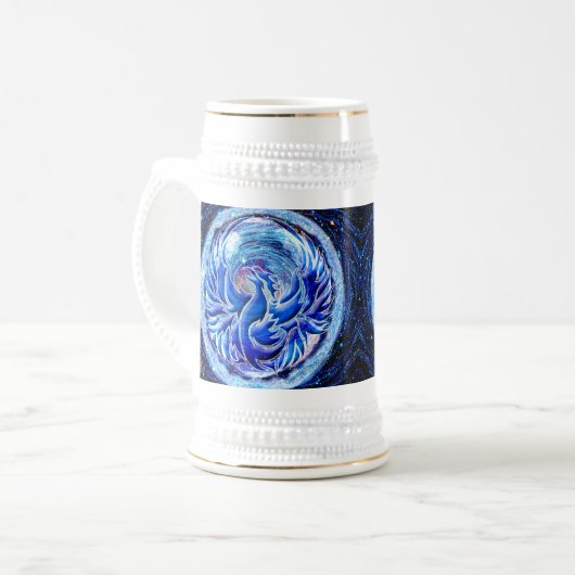 Blauer Phönix Bierglas (Vorderseite Links)