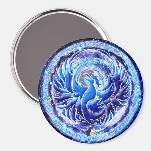 Blauer Phönix Magnet (Vorderseite/Rückseite)