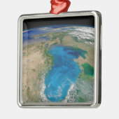 Blauer Phytoplankton blühen im Schwarzen Meer Ornament Aus Metall (Links)