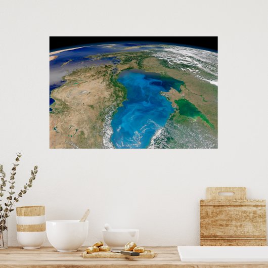 Blauer Phytoplankton blühen im Schwarzen Meer Poster (Küche)
