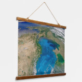 Blauer Phytoplankton blühen im Schwarzen Meer Wandteppich Mit Holzrahmen (Gewinkelt)